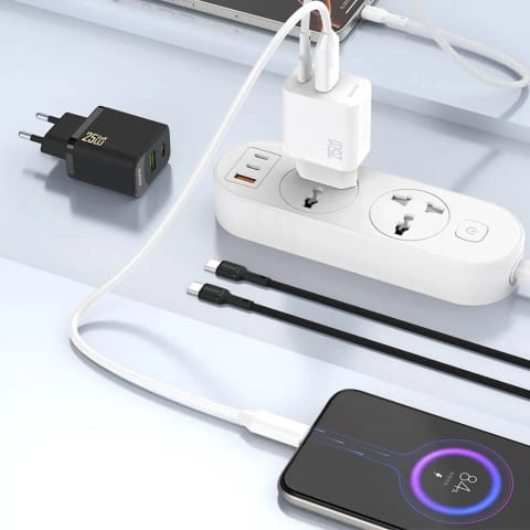⁨Ładowarka Dudao 25W GaN USB-A, USB-C | Power Delivery i Quick Charge - Czarna⁩ w sklepie Wasserman.eu