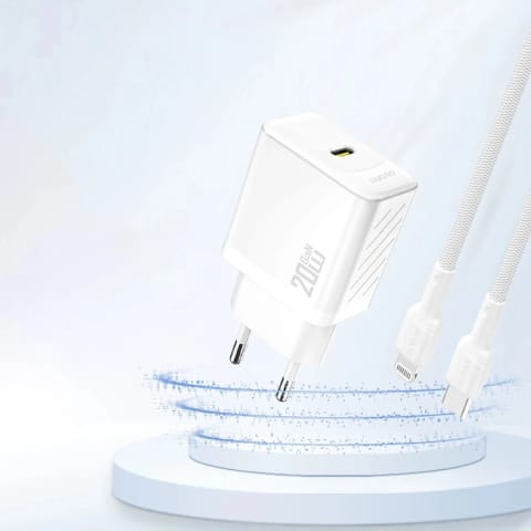 ⁨Ładowarka sieciowa Dudao PD20W GaN USB-C | Szybkie ładowanie Power Delivery - Biała⁩ w sklepie Wasserman.eu