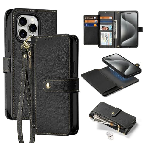 ⁨Etui do iPhone 15 Pro Max Dux Ducis Lawa Wallet Mag Skórzane Czarny⁩ w sklepie Wasserman.eu