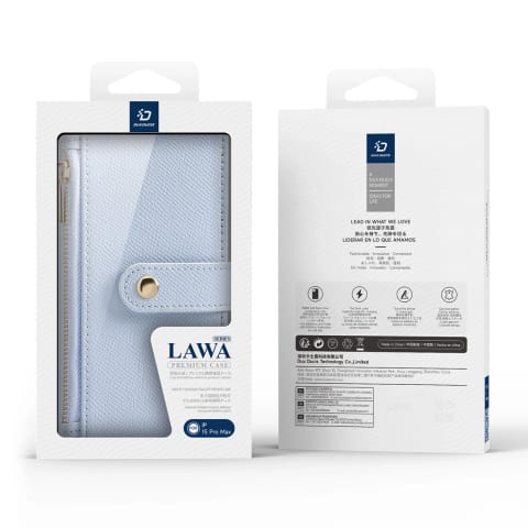 ⁨Etui do iPhone 15 Pro Dux Ducis Lawa Wallet Mag Skórzane Niebieskie⁩ w sklepie Wasserman.eu