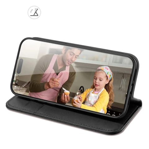 ⁨Etui do iPhone 16 Pro Max Dux Ducis Hivo Skórzane z RFID Czarne⁩ w sklepie Wasserman.eu