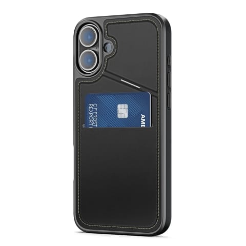 ⁨Etui do iPhone 16 Dux Ducis Rafi II Mag MagSafe RFID Podstawka Czarne⁩ w sklepie Wasserman.eu