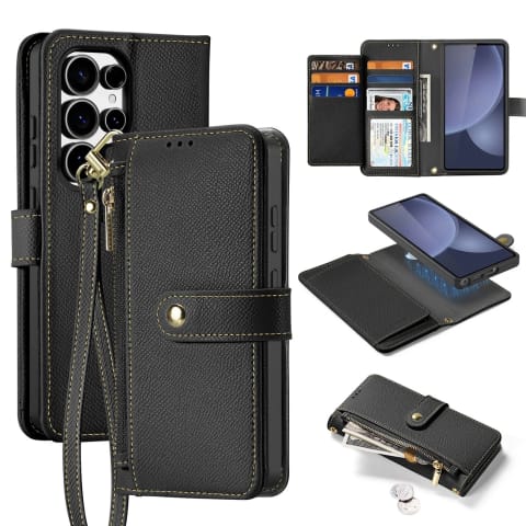 ⁨Etui do Samsung Galaxy S25 Ultra Dux Ducis Lawa Skórzane Czarne⁩ w sklepie Wasserman.eu