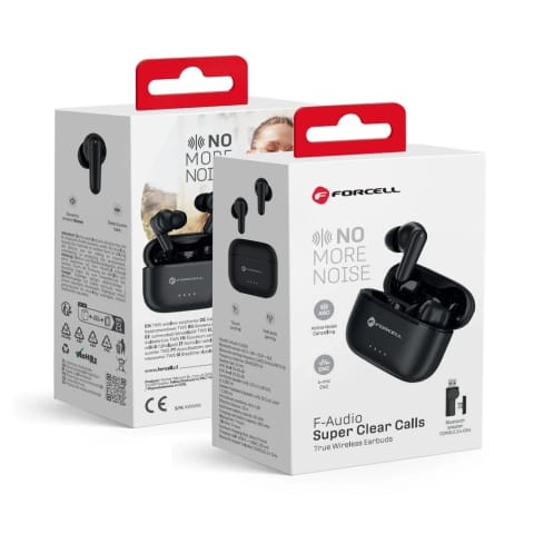 ⁨Słuchawki bezprzewodowe douszne Forcell Super Clear Calls ANC ENC Dongle Black⁩ w sklepie Wasserman.eu