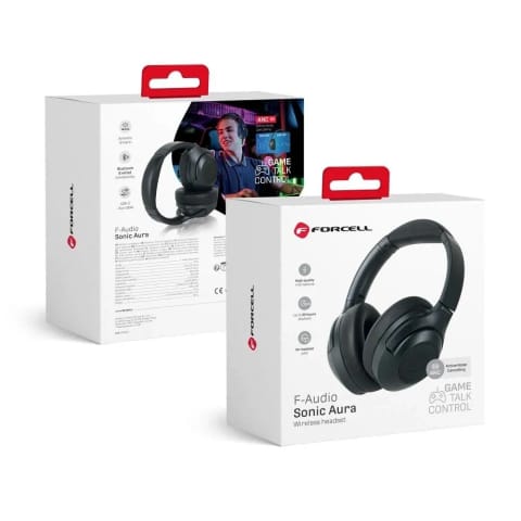 ⁨Słuchawki bezprzewodowe nauszne Forcell F-Audio ANC Sonic Aura czarne Black⁩ w sklepie Wasserman.eu