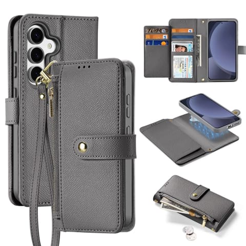 ⁨Etui do Samsung Galaxy S25 Dux Ducis Lawa Skórzane Szare⁩ w sklepie Wasserman.eu