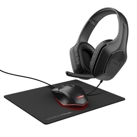 ⁨Zestaw GXT 790 3-in-1 Gaming - słuchawki, mysz, podkładka czarny⁩ w sklepie Wasserman.eu