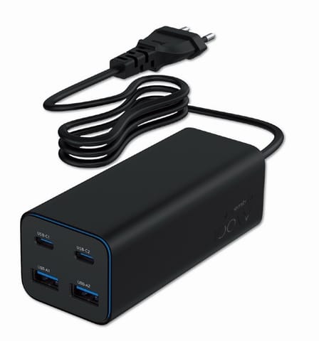 ⁨Ładowarka uniwersalna 100W GaN 2xUSB-A 2xUSB-C szybkie ładowanie czarna⁩ w sklepie Wasserman.eu
