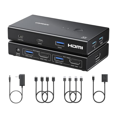⁨Przełącznik Switch KVM UGREEN AK502 2w1 HDMI 2.0⁩ w sklepie Wasserman.eu