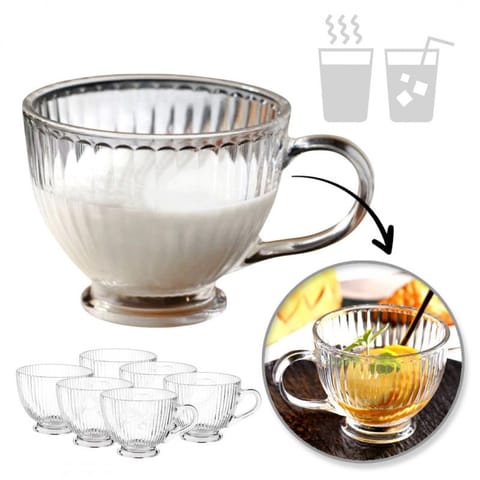 ⁨Zestaw 6szt. filiżanek szklanek ryflowanych dużych 380ml SZK150ZESTAW6⁩ w sklepie Wasserman.eu