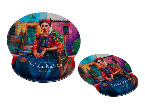 ⁨Podkładka pod mysz komputerową z poduszką na nadgarstek - inspirowana malarstwem F. Kahlo (CARMANI)⁩ w sklepie Wasserman.eu