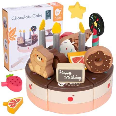 ⁨CLASSIC WORLD Drewniany Tort Urodzinowy do Krojenia 19el.⁩ w sklepie Wasserman.eu