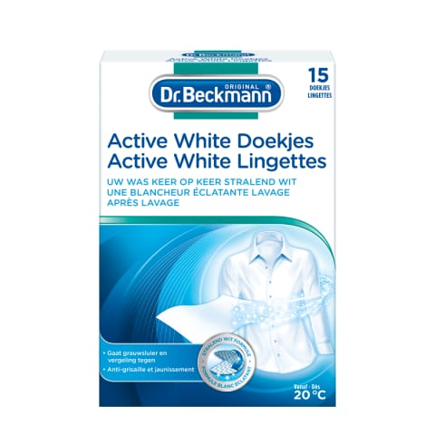 ⁨Dr. Beckmann Active-White Chusteczki Wybielające do Prania15 szt.⁩ w sklepie Wasserman.eu