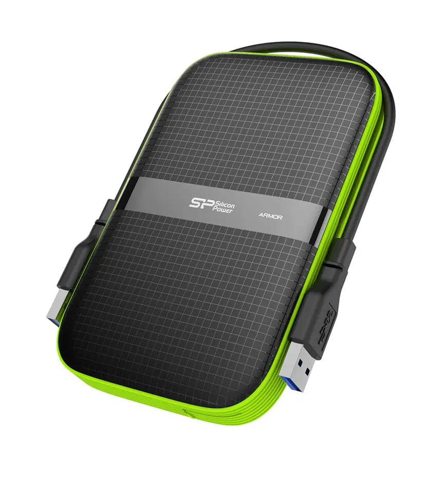 ⁨Dysk zewnętrzny Silicon Power Armor A60 2TB 2.5" USB 3.2 5400 obr/min Green-Black (SP020TBPHDA60S3K)⁩ w sklepie Wasserman.eu