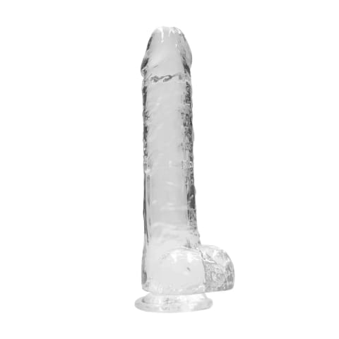 ⁨RealRock Crystal Clear - Model z anatomicznymi kulkami 25 cm z przyssawką⁩ w sklepie Wasserman.eu