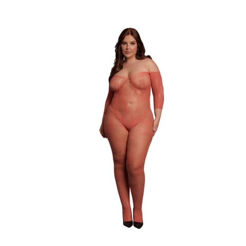 ⁨Le Desir Bodystocking Queen Size długi rękaw koronkowy XL-4XL czarny⁩ w sklepie Wasserman.eu