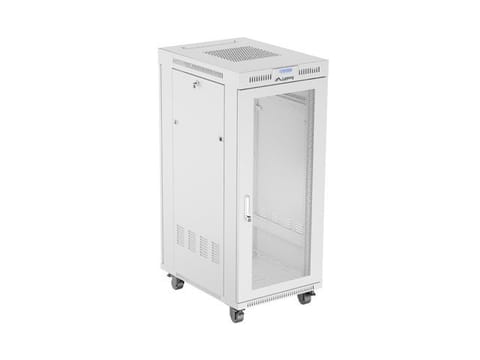 ⁨Free-standing installation rack cabinet 19 inches 27U 600x800 perforated doors LCD gray (Flat pack)⁩ at Wasserman.eu