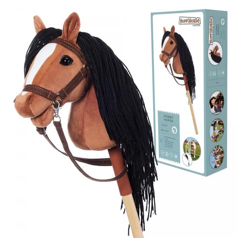 ⁨Koń na kiju Hobby Horse HOPPIHORSE A4 Bay - ciemny brąz, maść gniada⁩ w sklepie Wasserman.eu