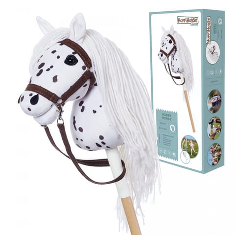 ⁨Koń na kiju Hobby Horse HOPPIHORSE A4 Leopard - biały, maść tarantowata⁩ w sklepie Wasserman.eu