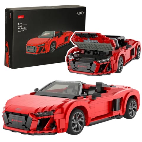 ⁨Klocki Konstrukcyjne AutoRC 1:14 Audi R8 Spyder 1440 Elementów Rastar 93800⁩ w sklepie Wasserman.eu