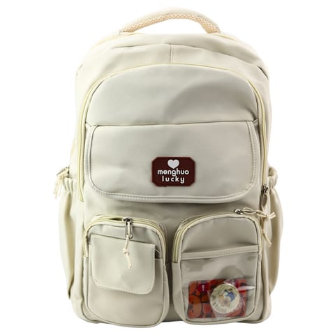 ⁨Plecak Miejski Szkolny Kapibara Brelok Przypinki Beżowy Kremowy 25L 42cm⁩ w sklepie Wasserman.eu