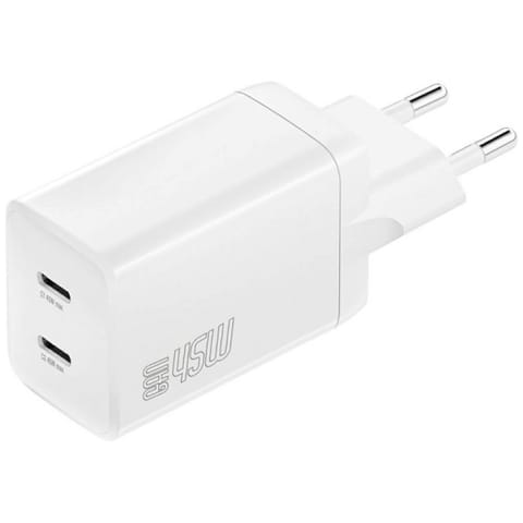 ⁨Ładowarka sieciowa 4smarts PDPlug Dual   45W GaN 2xUSB-C biała⁩ w sklepie Wasserman.eu