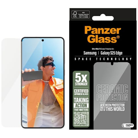 ⁨Szkło ceramiczne PanzerGlass Ultra-Wide  Fit do Samsung Galaxy S25 Edge⁩ w sklepie Wasserman.eu