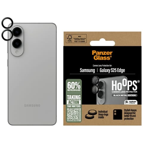 ⁨Szkło hartowane na obiektyw PanzerGlass  Hoops Lens Protector do Samsung Galaxy S25 Edge czarny⁩ w sklepie Wasserman.eu