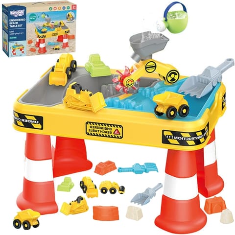 ⁨WOOPIE Stolik Wodny 2w1 Piaskownica Plac Budowy + 4 Autka 12el.⁩ w sklepie Wasserman.eu