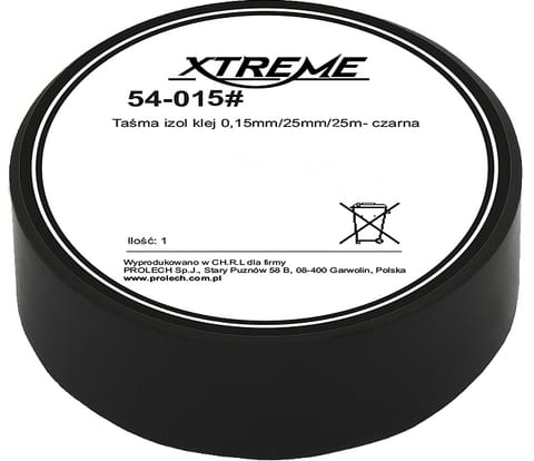 ⁨Taśma izolacyjna klejąca 0,15mm x 25mm x 25m czarna⁩ w sklepie Wasserman.eu