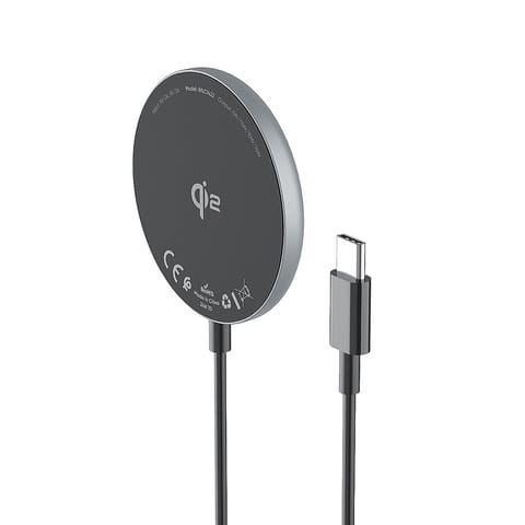 ⁨Ładowarka indukcyjna magnetyczna bezprzewodowa Qi2 do telefonu 15W - czarna⁩ w sklepie Wasserman.eu