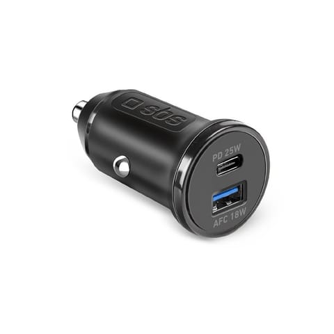 Ładowarka samochodowa Power Delivery USB-A USB-C 25W - czarna w sklepie Wasserman.eu