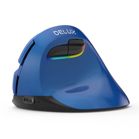 ⁨Mysz pionowa Delux M618 MINI niebieska, bezprzew.⁩ w sklepie Wasserman.eu