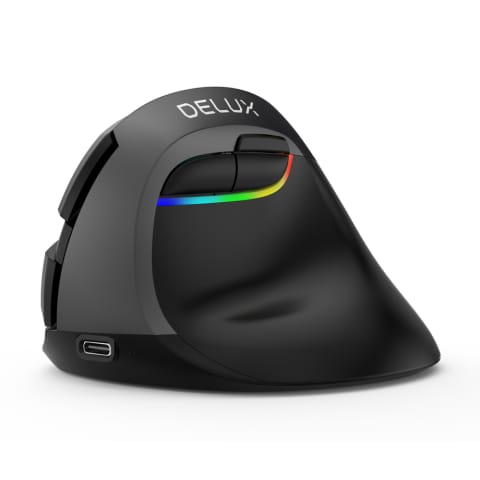 ⁨Mysz pionowa Delux M618 MINI szara, bezprzewodowa⁩ w sklepie Wasserman.eu