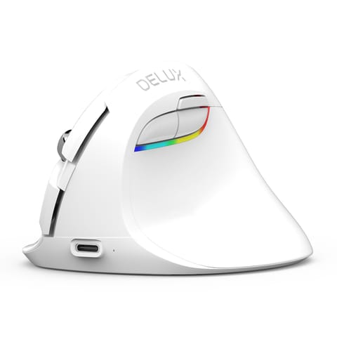 ⁨Mysz pionowa Delux M618 MINI biała, bezprzewodowa⁩ w sklepie Wasserman.eu