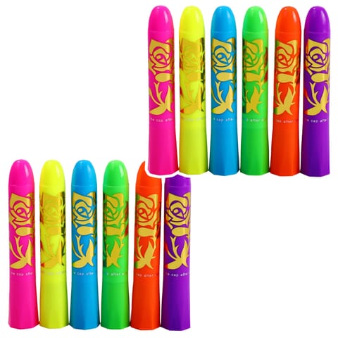 ⁨Zestaw Do Malowania Twarzy Pisaki Kredki Neonowe UV Fluorescencyjne 12szt⁩ w sklepie Wasserman.eu