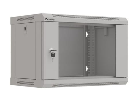⁨Szafa instalacyjna rack wisząca 19" 6U 540x350 szara drzwi przeszklone ( flat pack)⁩ w sklepie Wasserman.eu