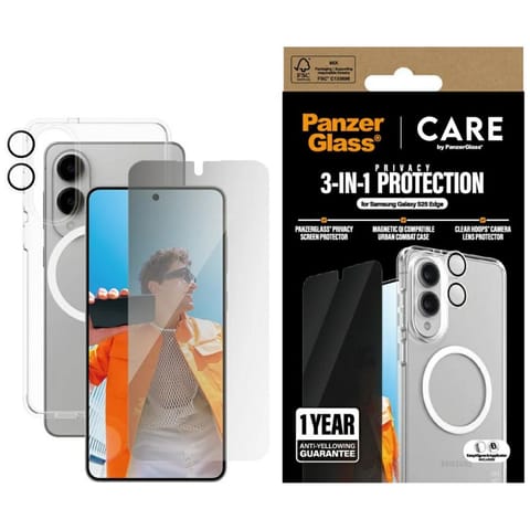 ⁨Zestaw ochronny CARE by PanzerGlass      Flagship 3w1 Etui+Szkło Prywatyzujące+Lens do Samsung Galaxy S25 Edge⁩ w sklepie Wasserman.eu