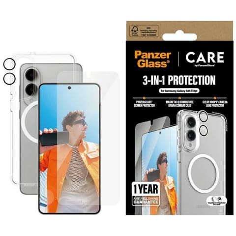 ⁨Zestaw ochronny CARE by PanzerGlass      Flagship 3w1 Etui+Szkło+Lens do Samsung Galaxy S25 Edge⁩ w sklepie Wasserman.eu