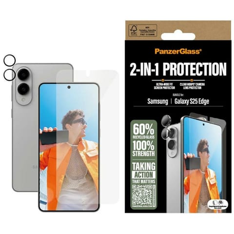 ⁨Zestaw ochronny PanzerGlass Hoops+UWF    2w1 Szkło+Lens do Samsung Galaxy S25 Edge⁩ w sklepie Wasserman.eu