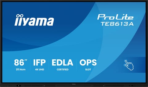 ⁨Monitor 86 cali TE8613A-B1AG INFRARED,40pkt,IPS,4K,7H,450cd/m2,      WiFi,USB, ANDROID 14, Google EDLA,2x20W, UCHWYT CIENNY⁩ w sklepie Wasserman.eu