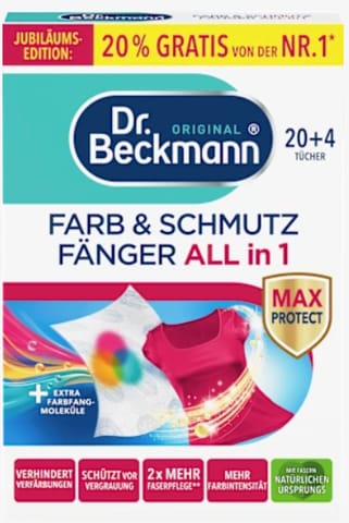 ⁨Dr.Beckmann Chusteczki Wyłapujące Kolor i Brud All in 1 24 szt.⁩ w sklepie Wasserman.eu