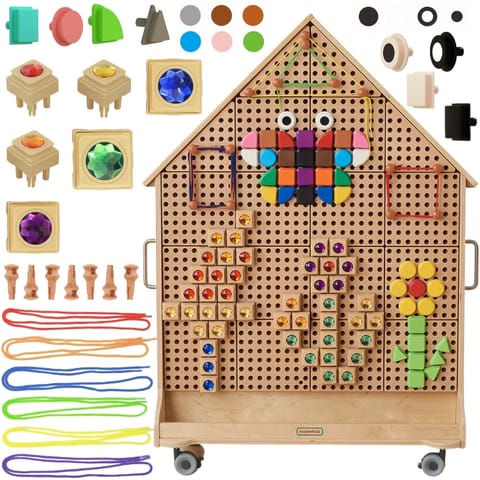 ⁨MASTERKIDZ Drewniana Tablica STEM Wolnostojąca XXL w Kształcie Domu + Akcesoria⁩ w sklepie Wasserman.eu