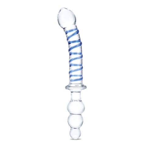 ⁨Glas Twister - Podwojny model szklany z ergonomicznymi końcowkami 23,5 cm⁩ w sklepie Wasserman.eu