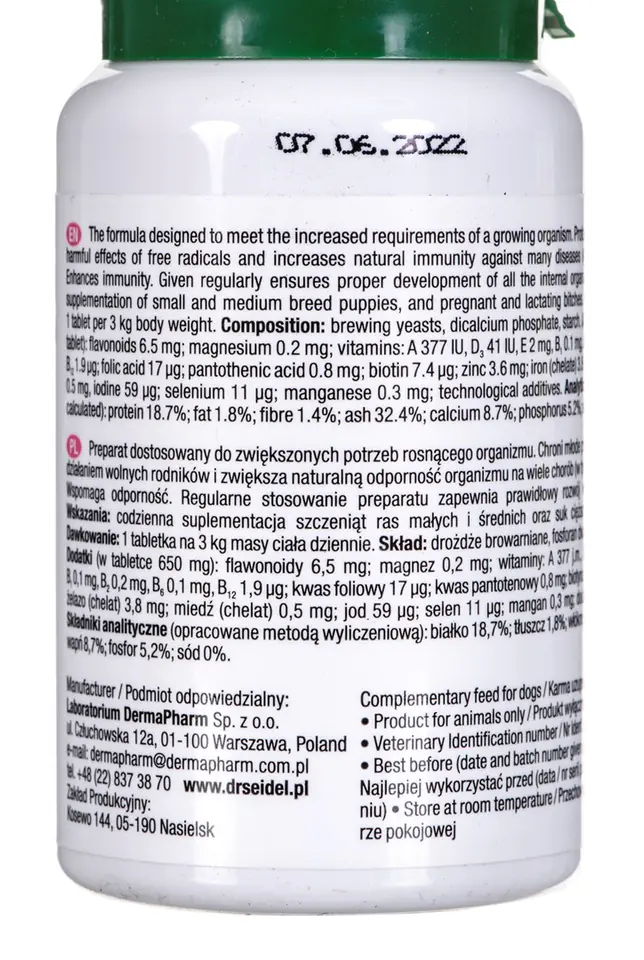 ⁨DR SEIDEL Flawitol for puppies - a supportive preparation during the growth period 120tab.⁩ at Wasserman.eu