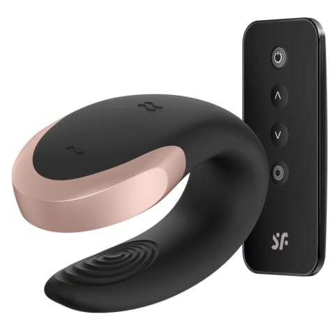 ⁨Satisfyer Double Love Black - model dla par, sterowanie aplikacją i pilotem⁩ w sklepie Wasserman.eu