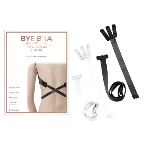Bye Bra Flexible Low Back Straps 3 haftki czarny/biały regulowane w sklepie Wasserman.eu