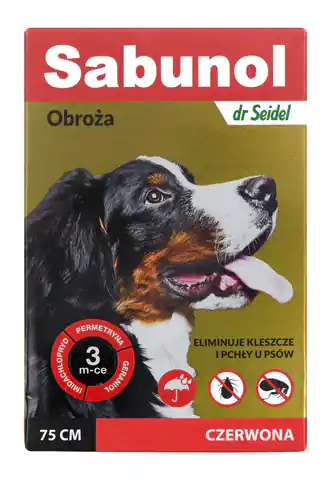 ⁨Sabunol - obroża przeciw pchłom i kleszczom czerwona dla psa 75cm⁩ w sklepie Wasserman.eu