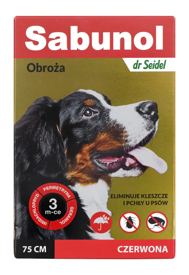 Sabunol - obroża przeciw pchłom i kleszczom czerwona dla psa 75cm w sklepie Wasserman.eu