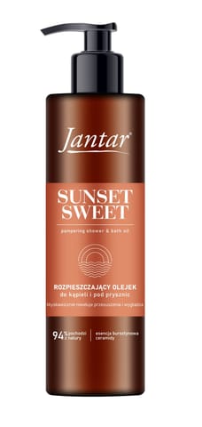 ⁨JANTAR Rozpieszczający Olejek pod prysznic i  do kąpieli z esencją bursztynową i ceramidami - Sunset Sweet 400 ml⁩ w sklepie Wasserman.eu